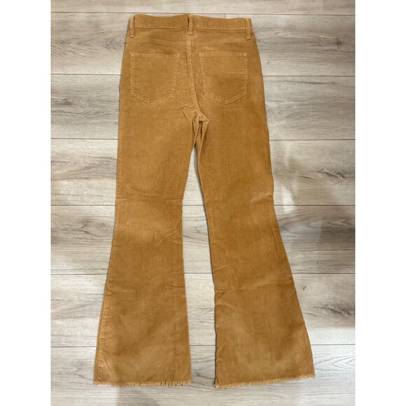 RE Generation Pants High Rise Flare Corduroy Camel Flower Fray Ends 7/28 - Picture 2 of 4